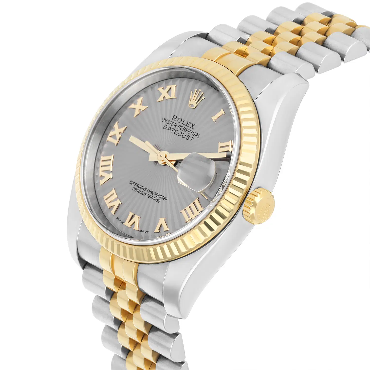 Rolex Datejust 36 Gold/Steel 116233 Silver Sunbeam Rare Dial Jubilee Box Papers – image 6