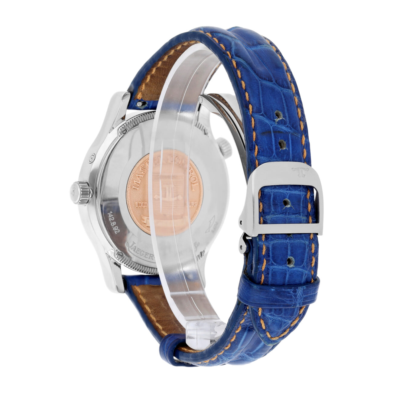 Jaeger Le Coultre 38mm Stainless Steel Blue Leather Band 142.8.92