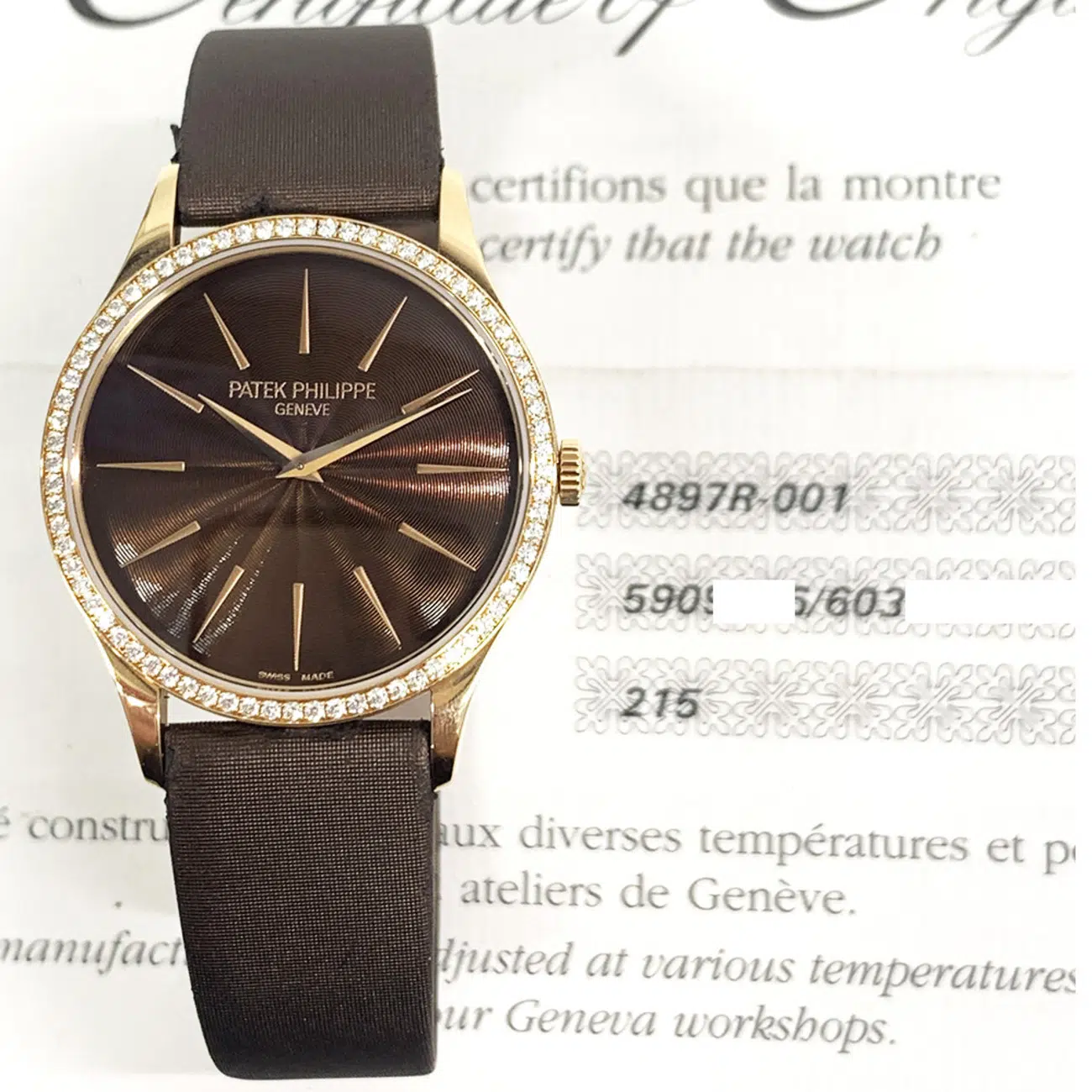 Patek Philippe Calatrava 4897R-001 33mm Rose Gold With Brown Satin Watch Brown Dial – image 2