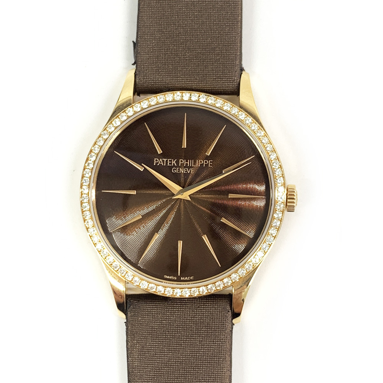 Patek Philippe Calatrava 4897R-001 33mm Rose Gold With Brown Satin Watch Brown Dial