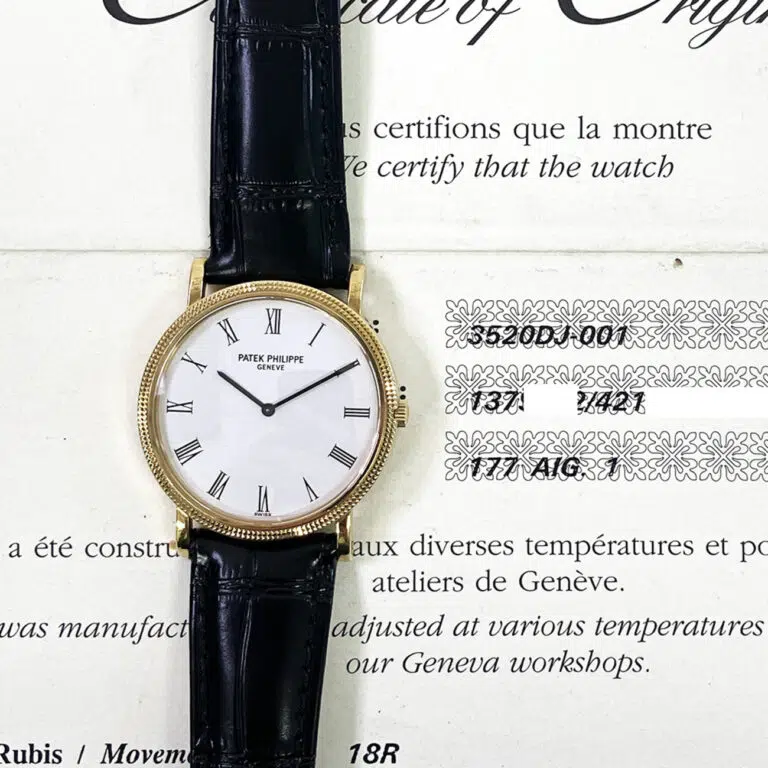 Patek Philippe Calatrava 3520DJ-001 33mm Yellow Gold With Black Leather Watch – image 2