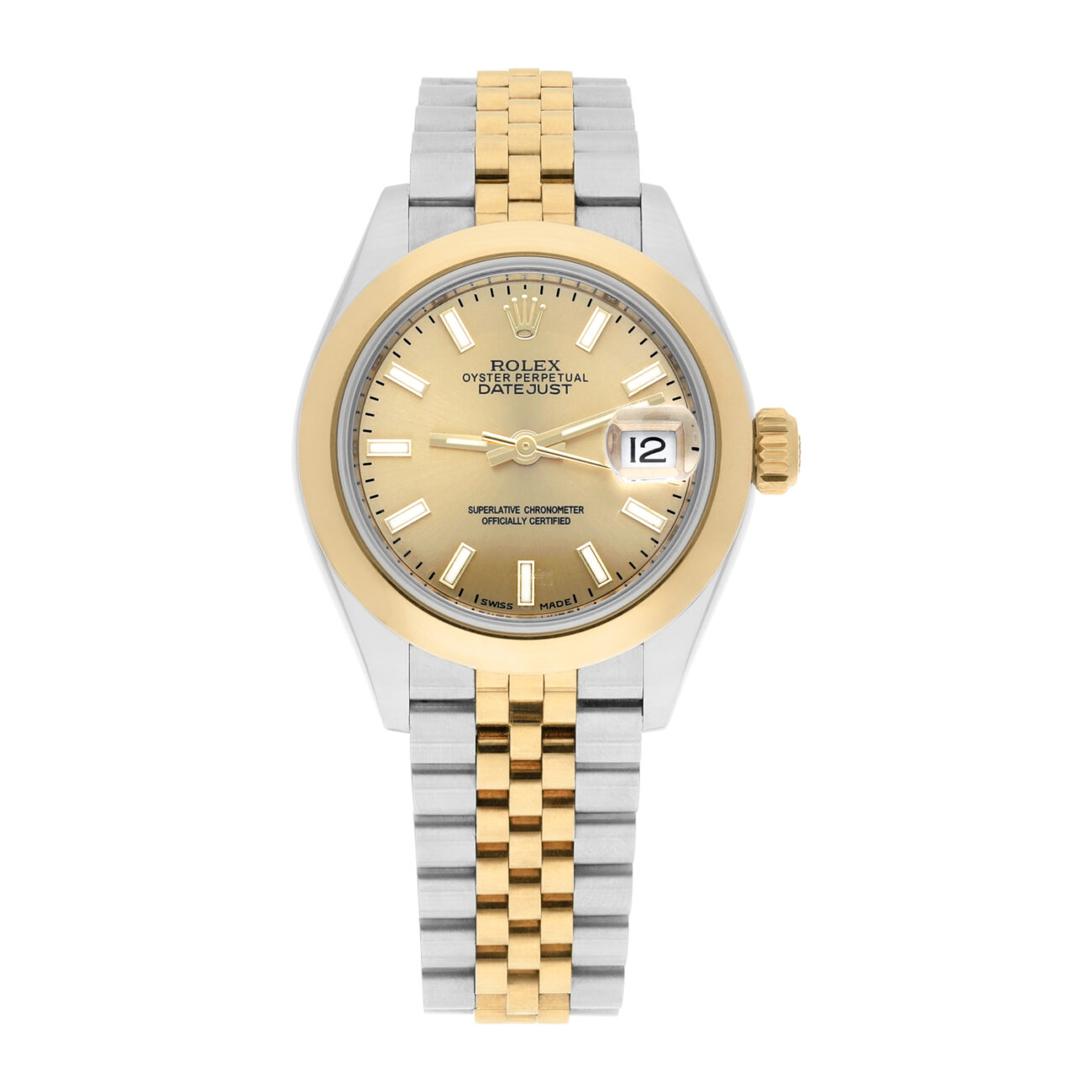 Rolex Datejust 28mm 279163 Two-Tone Steel and Yellow Gold Champagne Dial Ladies Watch Jubilee Bracelet