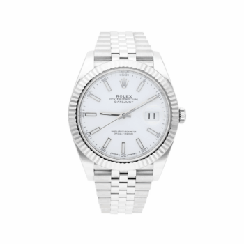Rolex Datejust 41mm 126334-0010 18k White Gold Fluted Bezel Stainless Steel Jubilee White Dial 2017