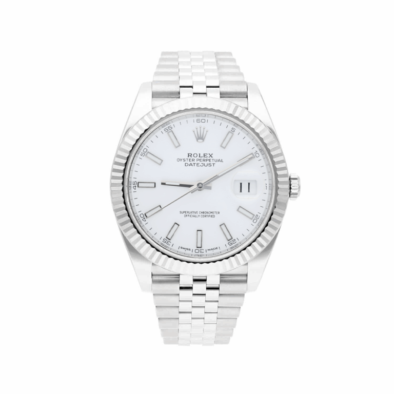 Rolex Datejust 41mm 126334-0010 18k White Gold Fluted Bezel Stainless Steel Jubilee White Dial 2017