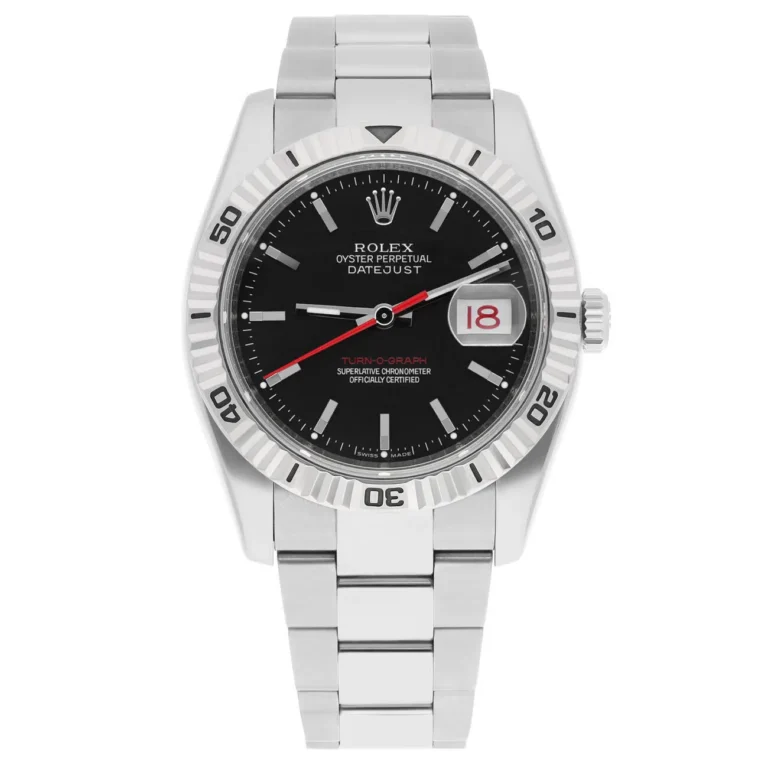 Rolex Datejust 116264 Turn-O-Graph 36mm Black Dial Fluted Bezel Oyster Stainless Steel/white Gold Watch