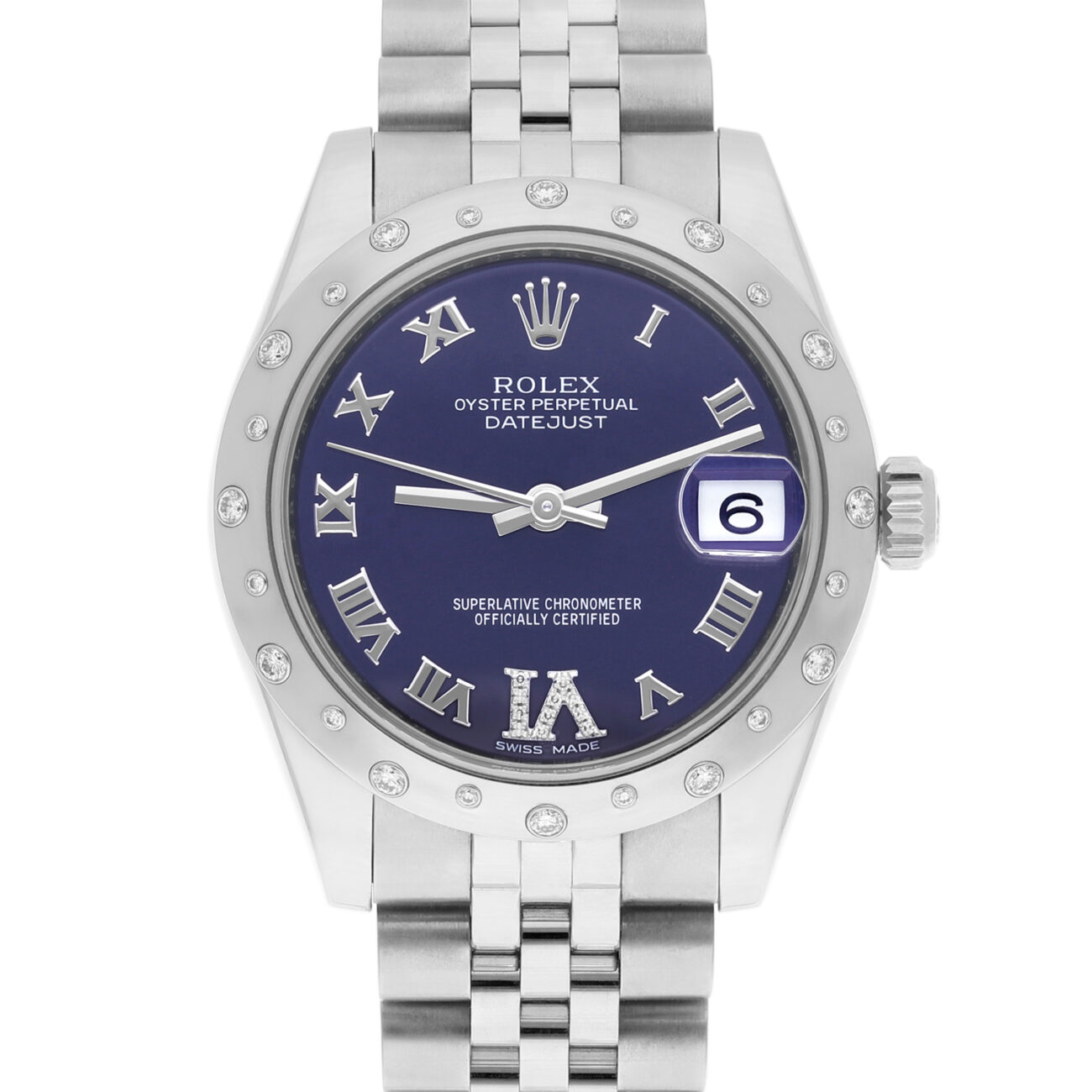 Rolex Datejust 31mm 178344 in Steel and White Gold with Purple Dial and Roman Numerals