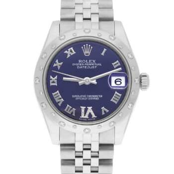 Rolex Datejust 31mm 178344 in Steel and White Gold with Purple Dial and Roman Numerals