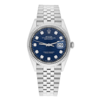 Rolex Datejust 126234 36mm Bright Blue Motif Diamond Dial, Fluted Bezel, Jubilee Bracelet 2023