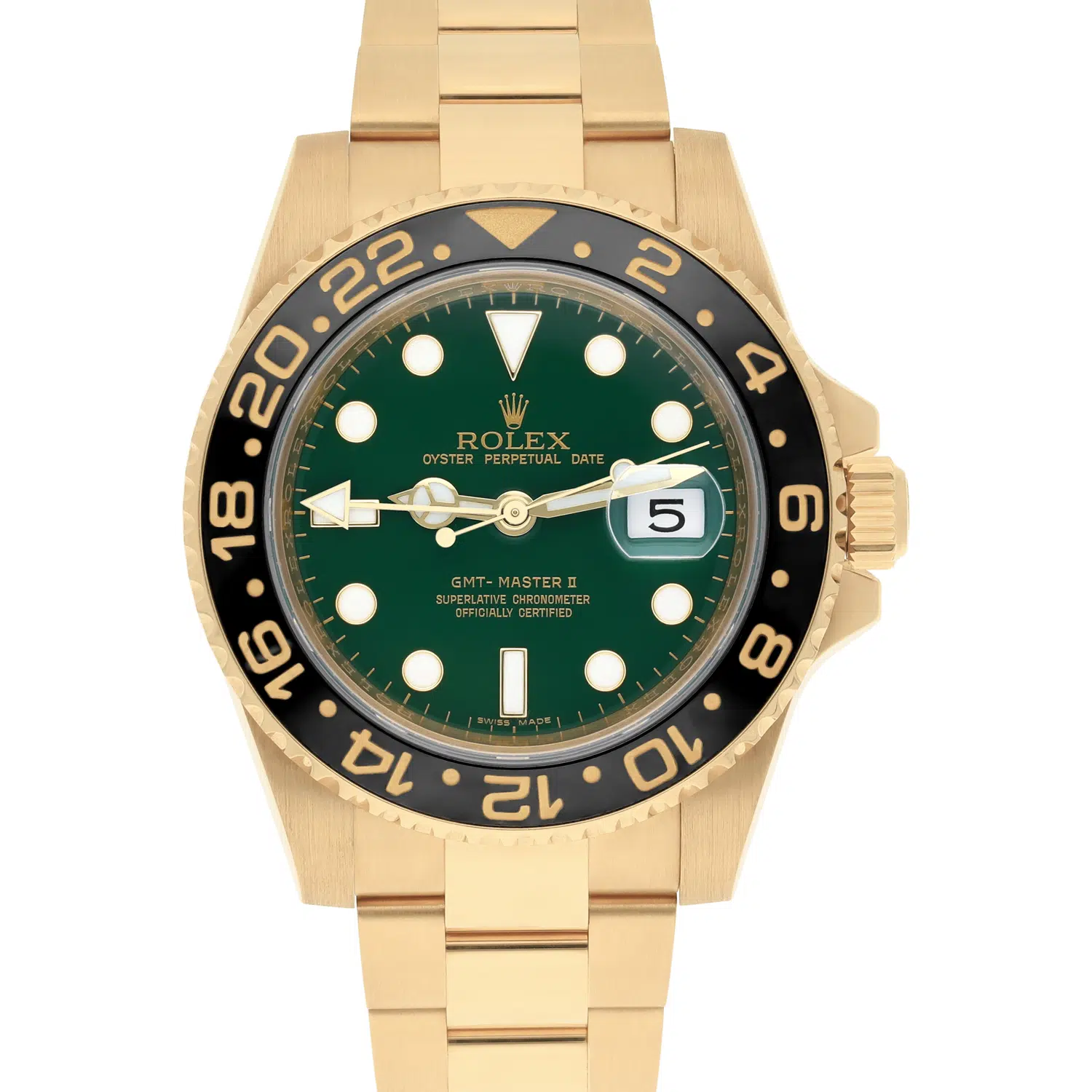 Rolex GMT-Master II 40mm 116718 Green Dial Oyster Bracelet Yellow Gold Watch – image 2