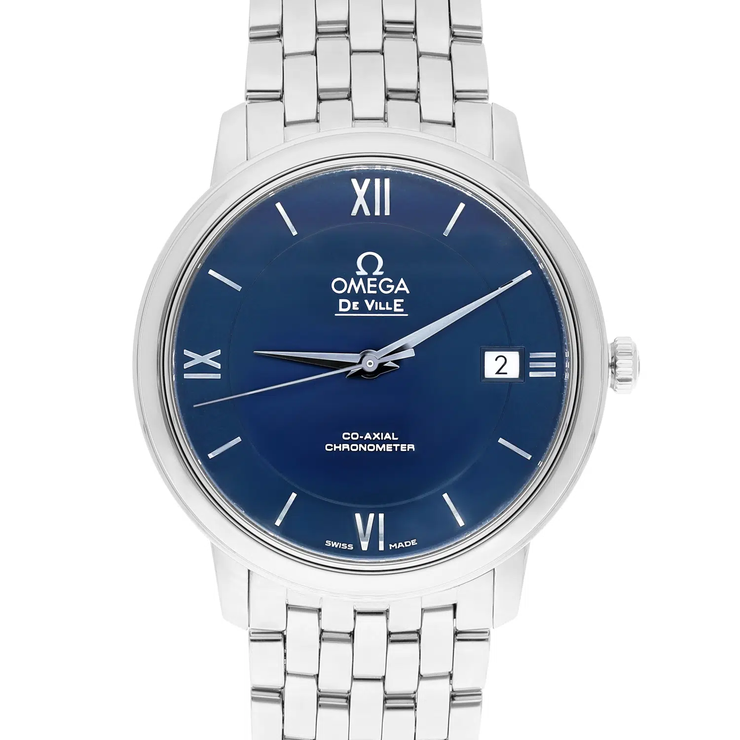 Omega De Ville Prestige 424.10.37.20.03.001 stainless steel watch, dial detail