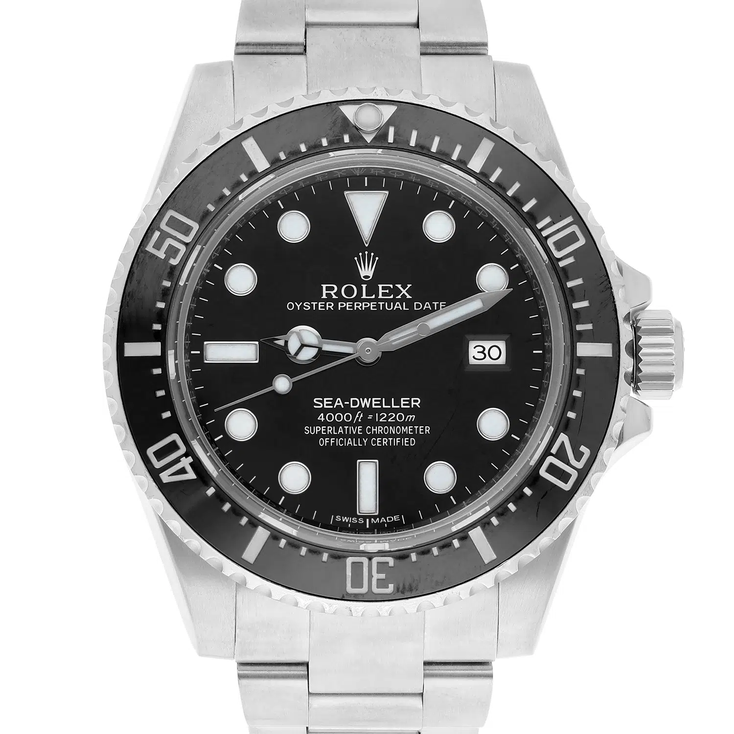 Rolex Sea-Dweller 4000 116600 stainless steel watch, dial detail