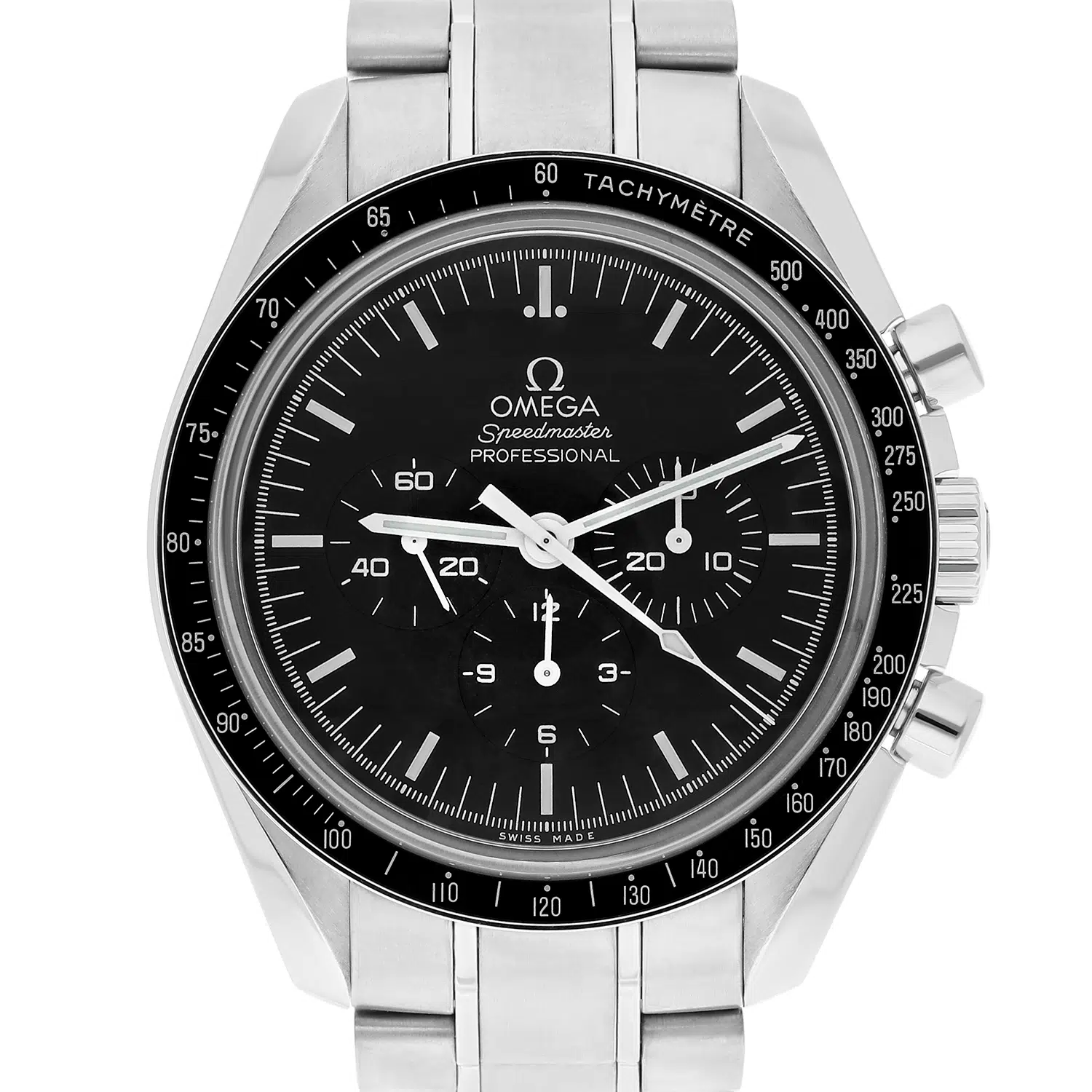 Omega Speedmaster Moonwatch 311.30.42.30.01.006 stainless steel watch, dial detail