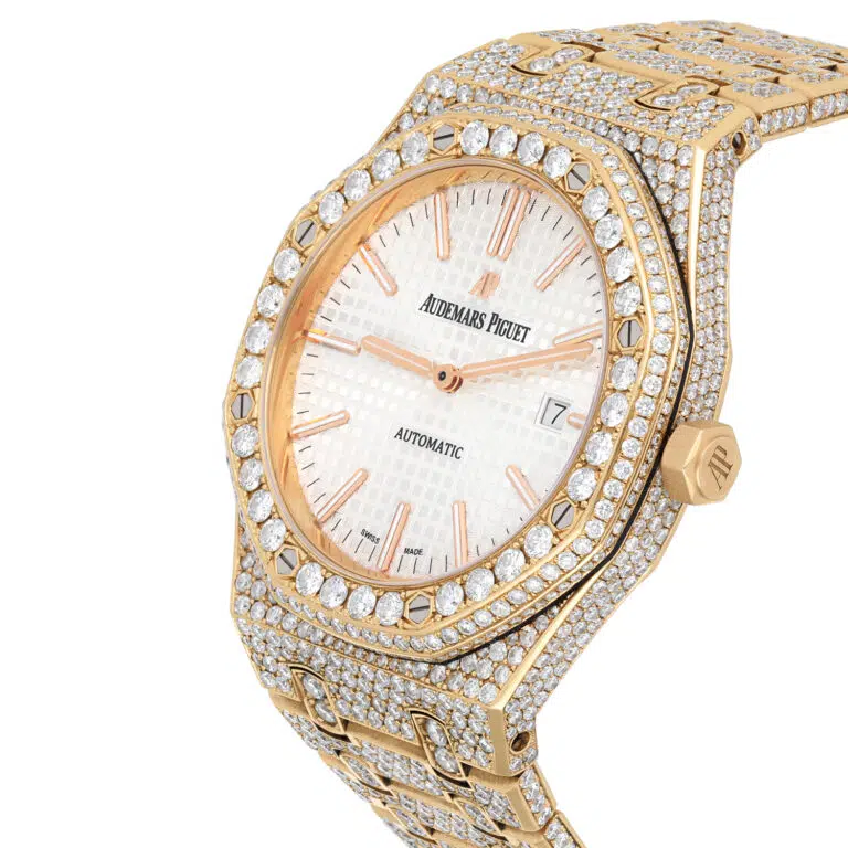 Audemars Piguet Royal Oak Self-winding 15400 Index Dial Rose Gold Iced Out Mens Watch – image 3