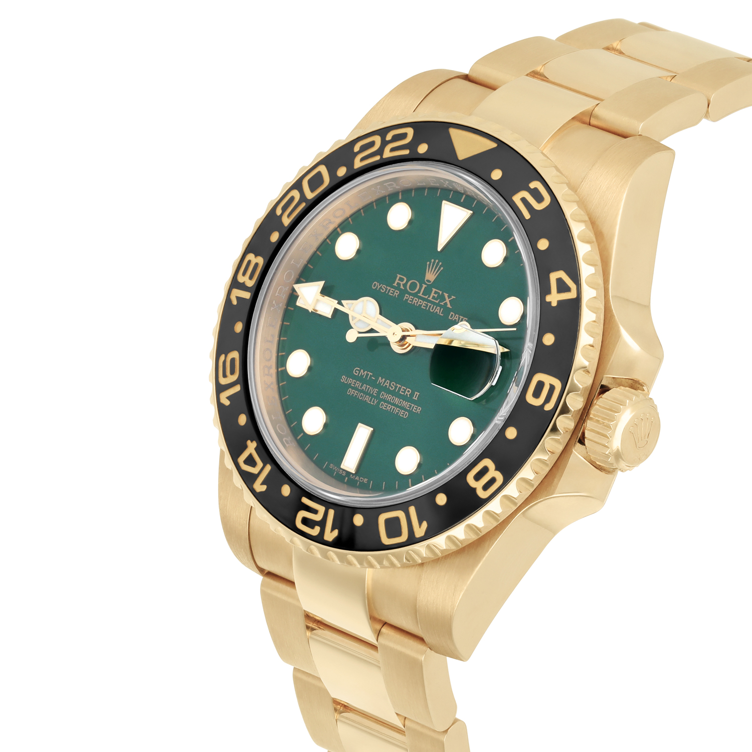 Rolex GMT-Master II 40mm 116718 Green Dial Oyster Bracelet Yellow Gold Watch - Image 3