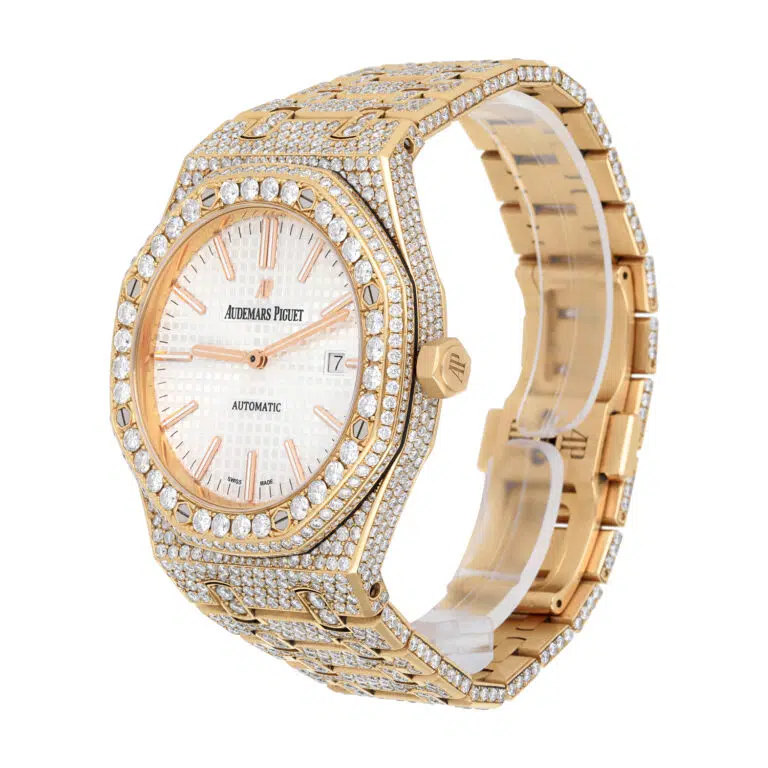 Audemars Piguet Royal Oak Self-winding 15400 Index Dial Rose Gold Iced Out Mens Watch – image 4