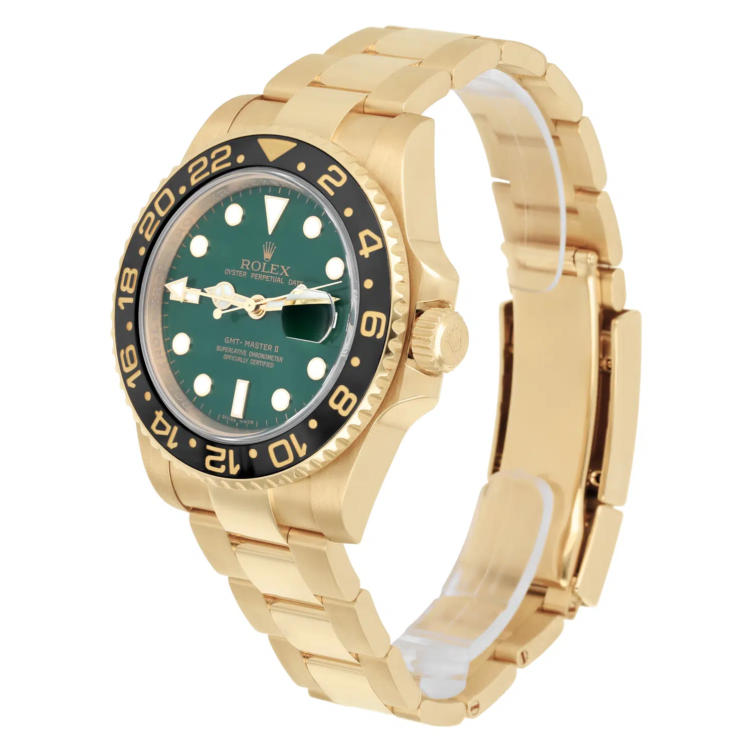 Rolex GMT-Master II 40mm 116718 Green Dial Oyster Bracelet Yellow Gold Watch – image 4