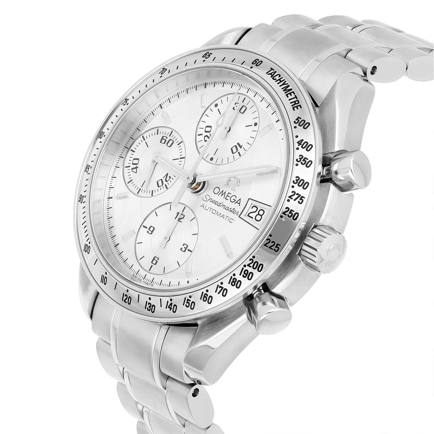 Omega Speedmaster 39mm 3513.00 chronograph stainless steel watch, dial detail