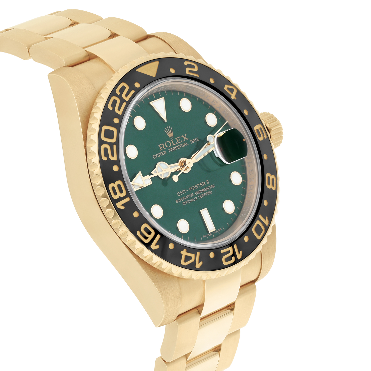 Rolex GMT-Master II 40mm 116718 Green Dial Oyster Bracelet Yellow Gold Watch - Image 5