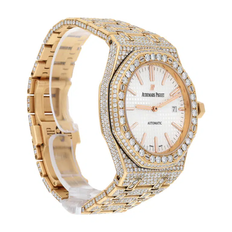 Audemars Piguet Royal Oak Self-winding 15400 Index Dial Rose Gold Iced Out Mens Watch – image 6