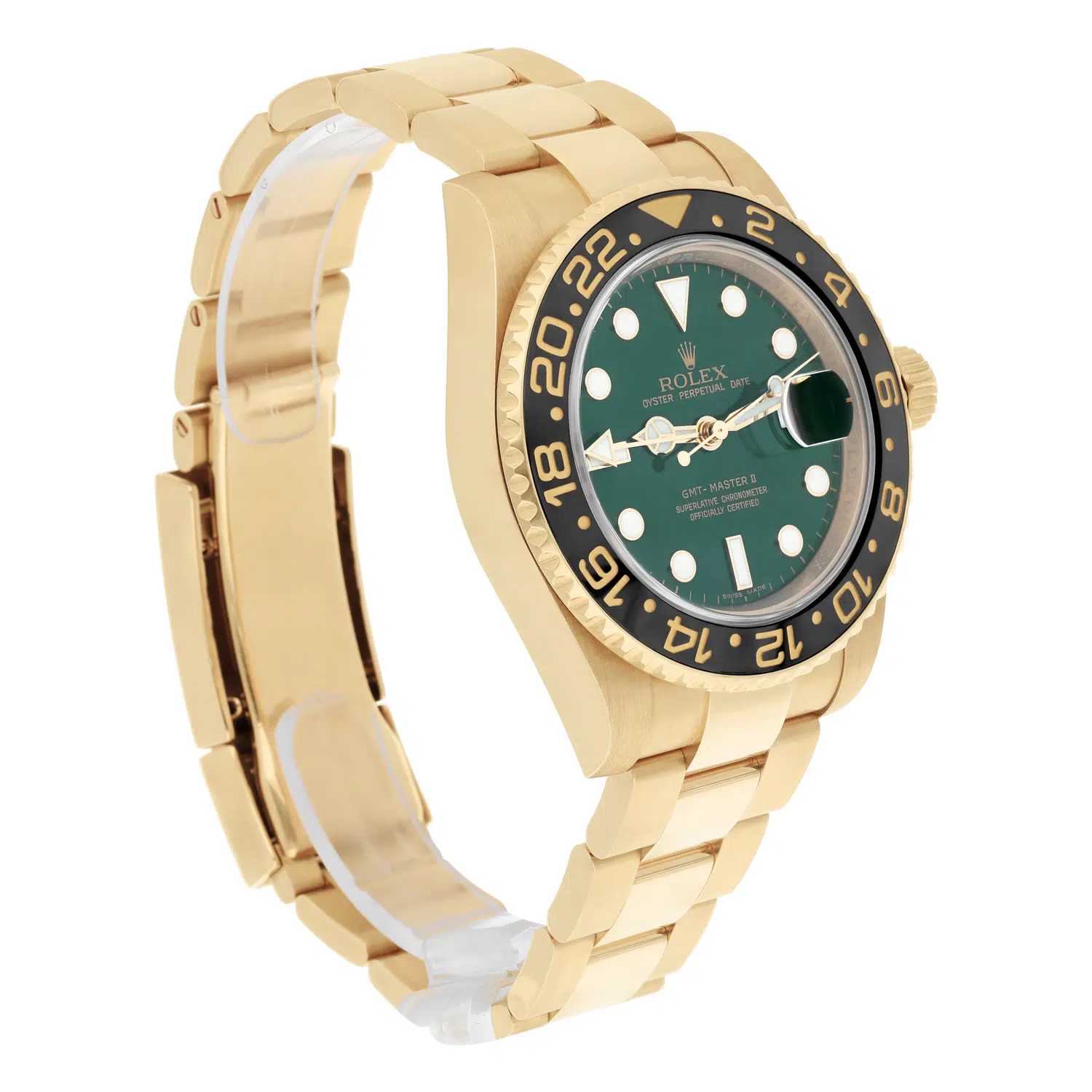 Rolex GMT-Master II 40mm 116718 Green Dial Oyster Bracelet Yellow Gold Watch – image 6