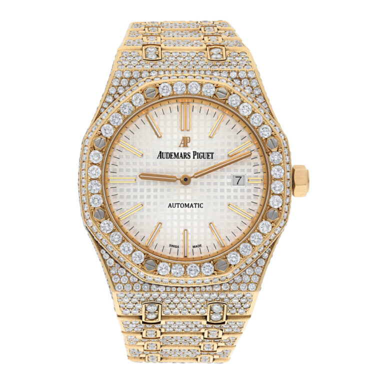 Audemars Piguet Royal Oak Self-winding 15400 Index Dial Rose Gold Iced Out Mens Watch