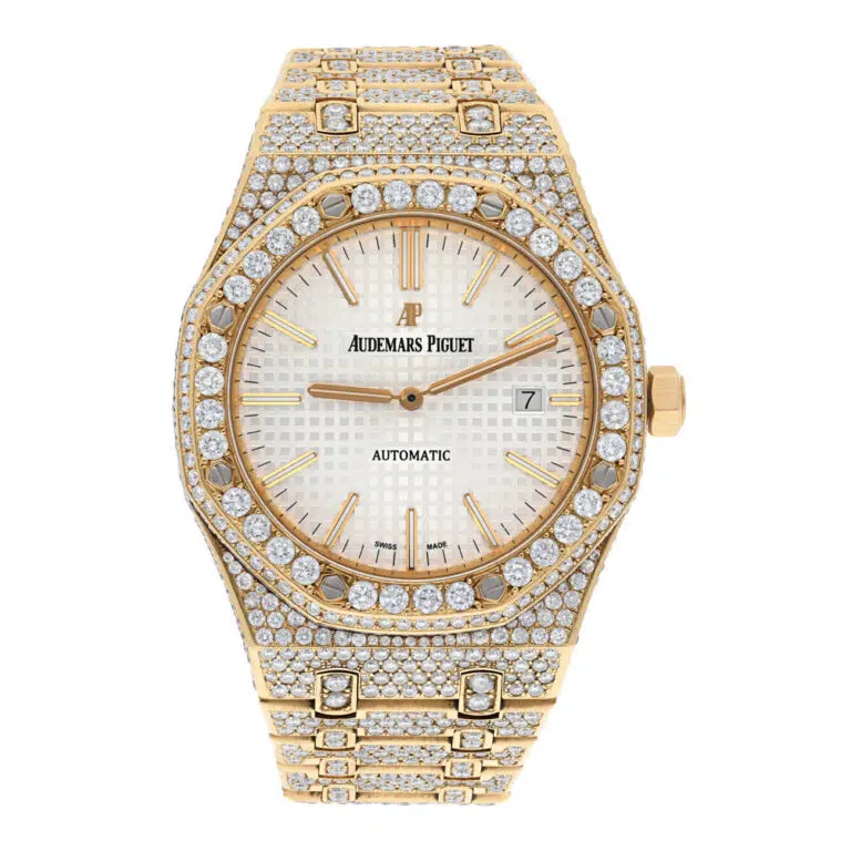 Audemars Piguet Royal Oak Self-winding 15400 Index Dial Rose Gold Iced Out Mens Watch