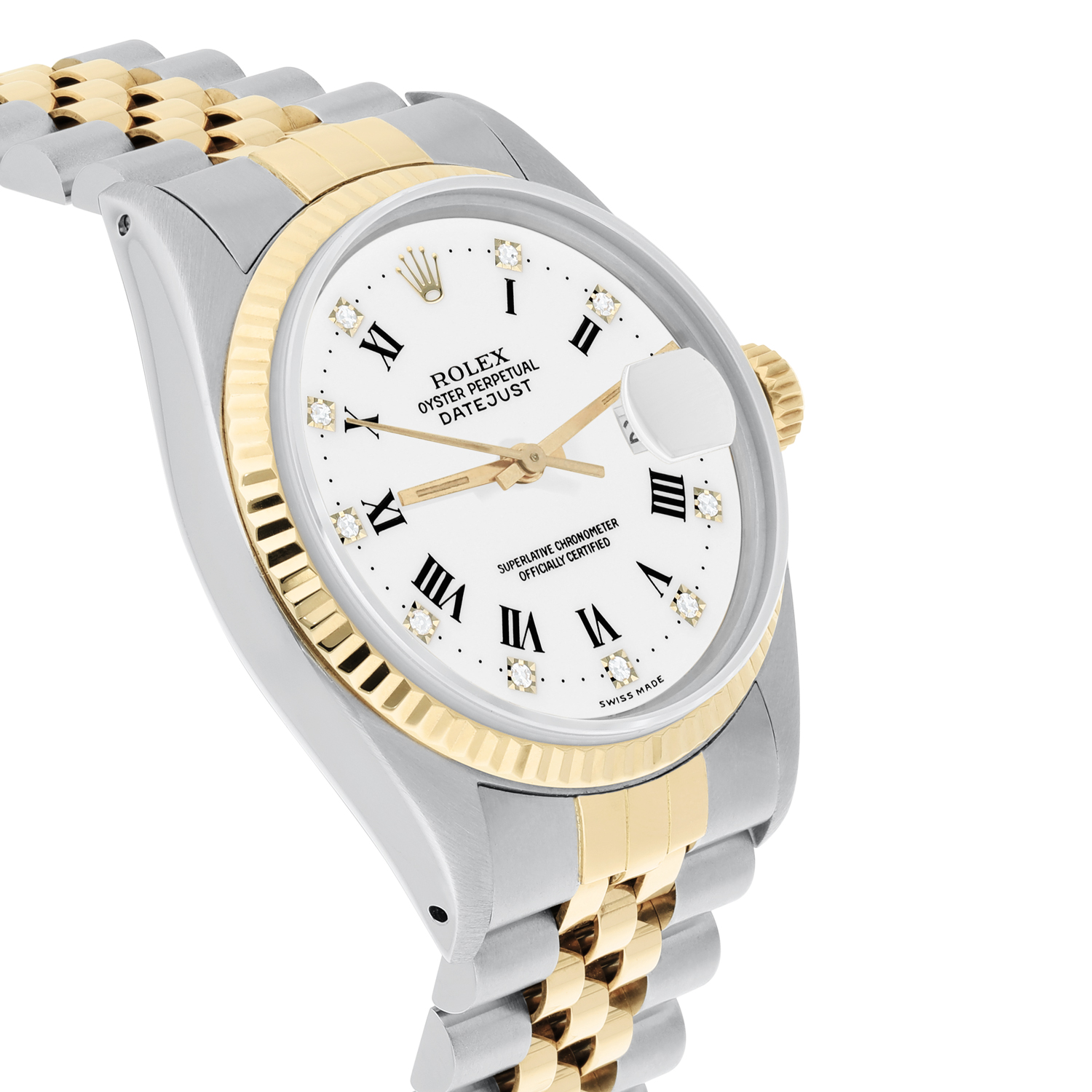 Rolex Datejust 36 with White Roman Diamond Dial - 16233G Fluted Bezel Jubilee Bracelet Watch - Image 5