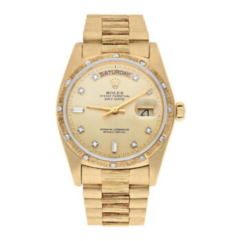 Rolex Day-Date 18238 36mm 18K Yellow Gold Watch Diamond Bezel Champagne Diamond Dial