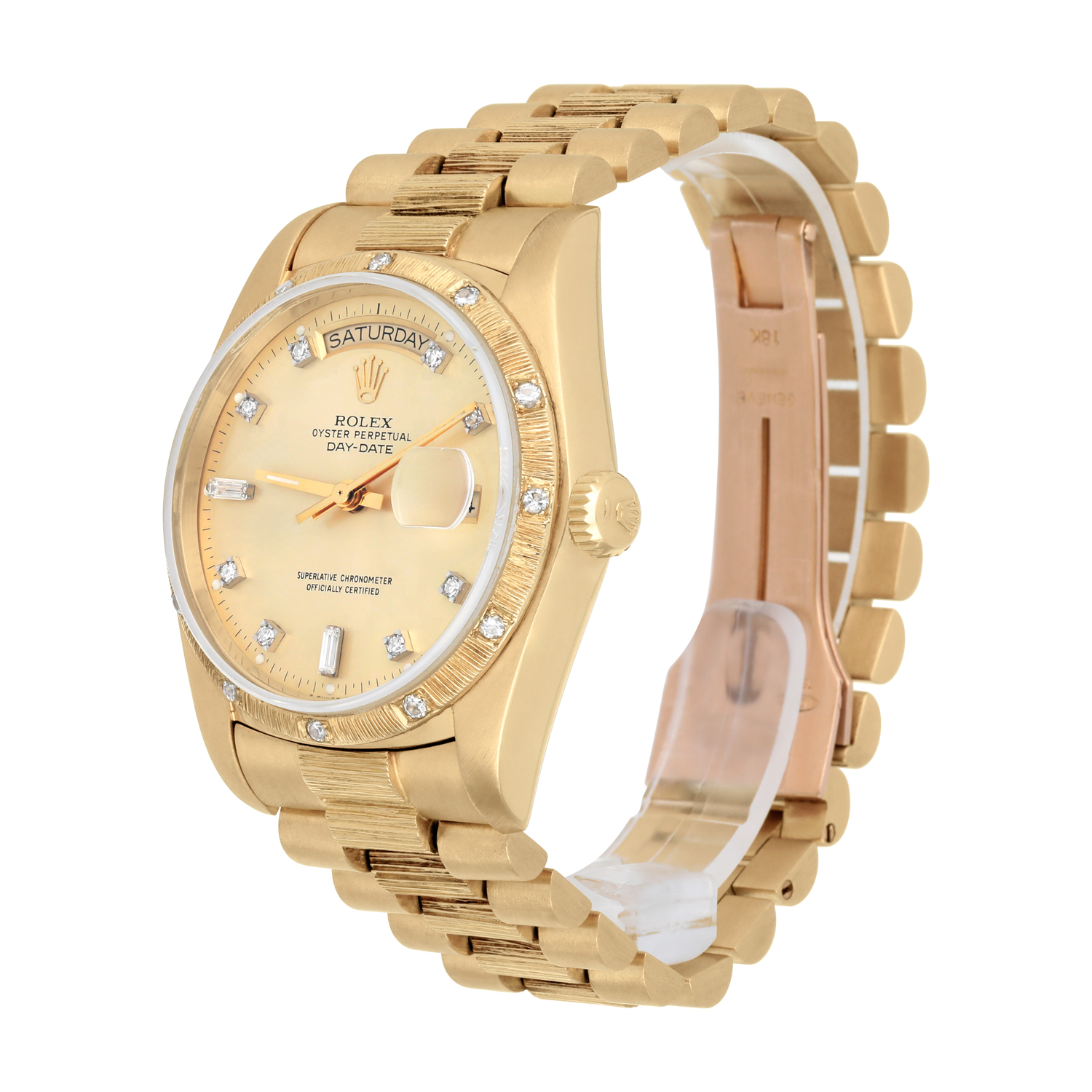 Rolex Day-Date 18238 36mm 18K Yellow Gold Watch Diamond Bezel Champagne Diamond Dial - Image 4