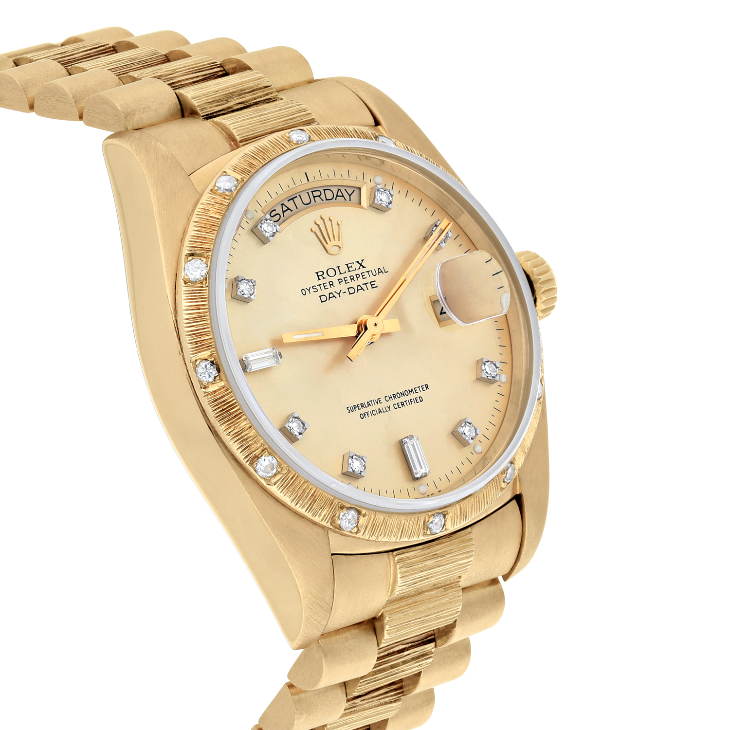 Rolex Day-Date 18238 36mm 18K Yellow Gold Watch Diamond Bezel Champagne Diamond Dial - Image 5