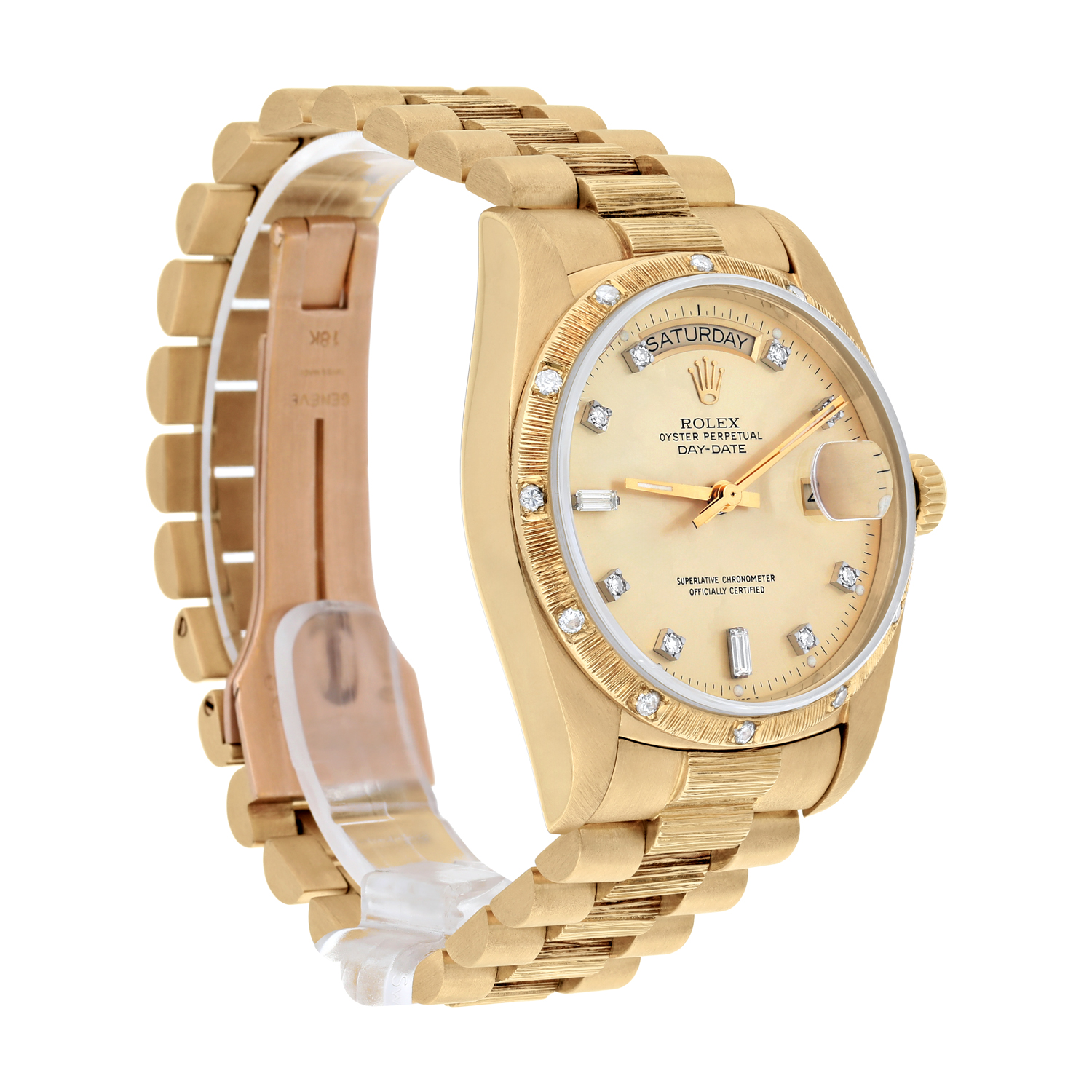 Rolex Day-Date 18238 36mm 18K Yellow Gold Watch Diamond Bezel Champagne Diamond Dial - Image 6