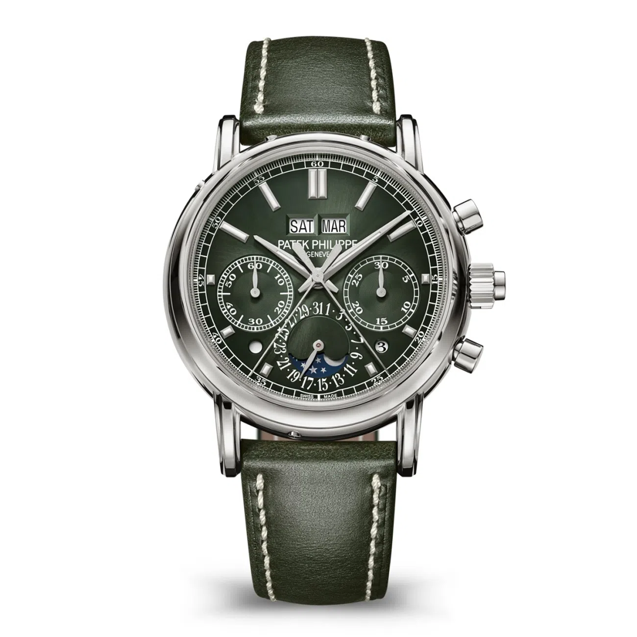 Patek Philippe Grand Complications 5204G-001 Olive Green Sunburst Dial White Gold