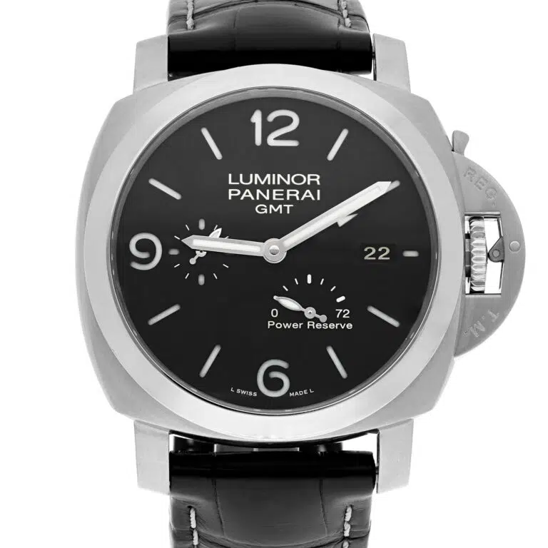 Panerai Luminor 1950 3 Days GMT 44mm Stainless Steel With Black Leather Watch Black Dial pam00321 – image 2