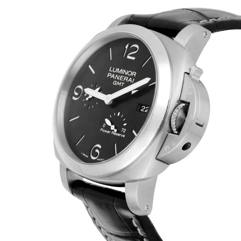 Panerai Luminor 1950 3 Days GMT 44mm Stainless Steel With Black Leather Watch Black Dial pam00321 – image 3