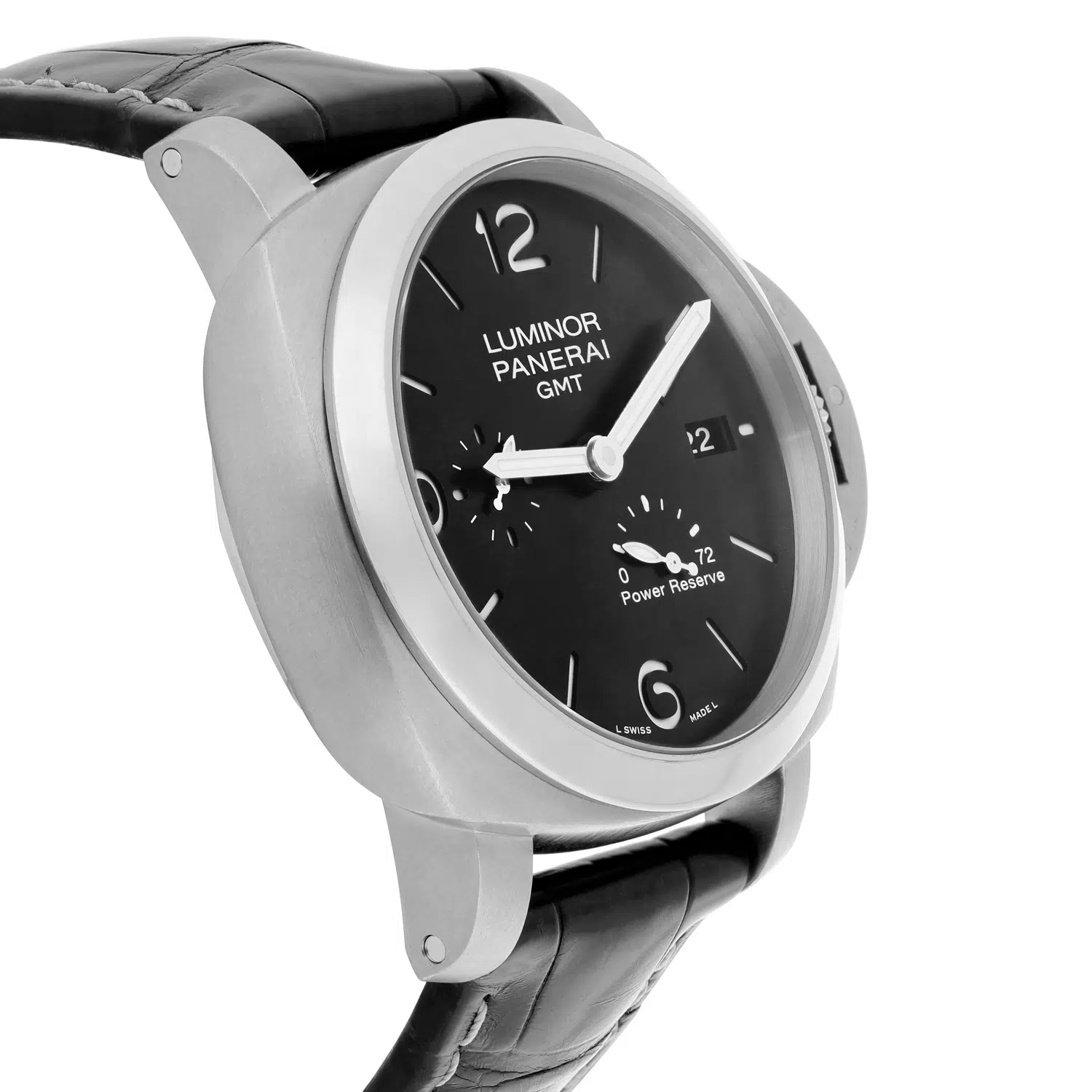 Panerai Luminor 1950 3 Days GMT 44mm Stainless Steel With Black Leather Watch Black Dial pam00321 – image 5