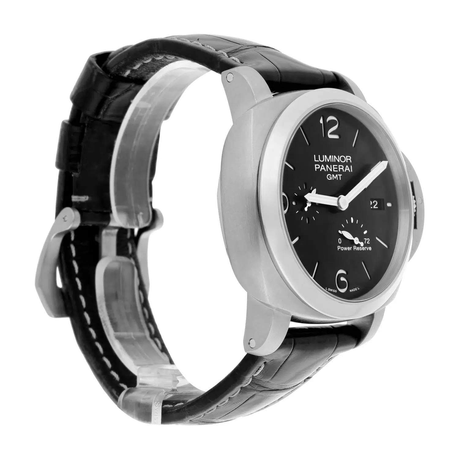Panerai Luminor 1950 3 Days GMT 44mm Stainless Steel With Black Leather Watch Black Dial pam00321 – image 6