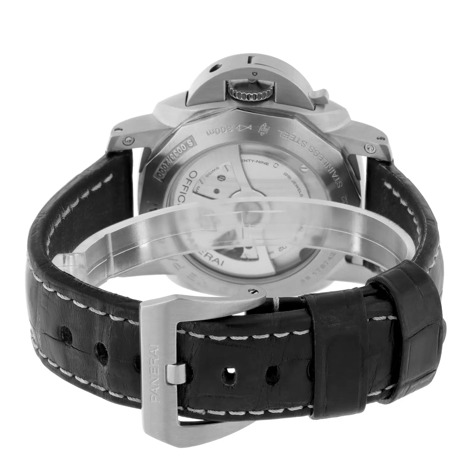 Panerai Luminor 1950 3 Days GMT 44mm Stainless Steel With Black Leather Watch Black Dial pam00321 – image 8