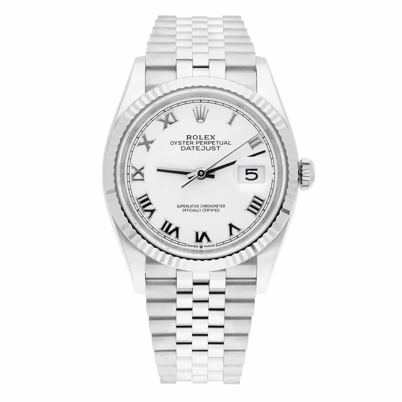 Rolex Datejust 126234 Stainless Steel 36mm White Roman Dial Jubilee Bracelet