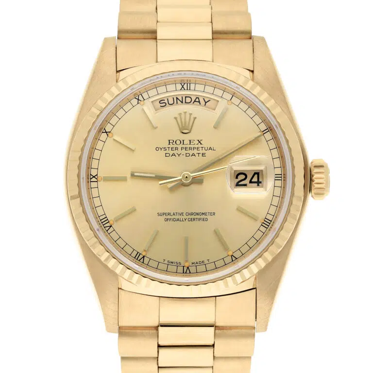 Rolex Day-Date 18038 36mm Champagne Dial With President Yellow Gold Bracelet – image 2