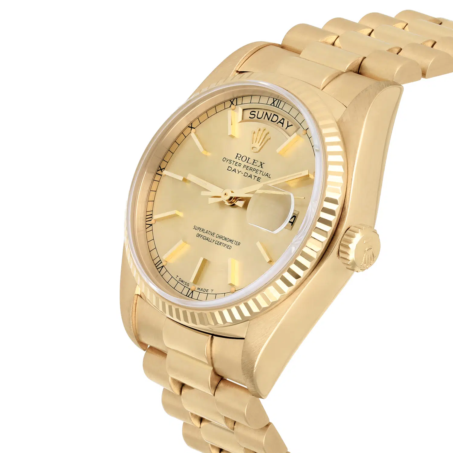 Rolex Day-Date 18038 36mm Champagne Dial With President Yellow Gold Bracelet – image 3
