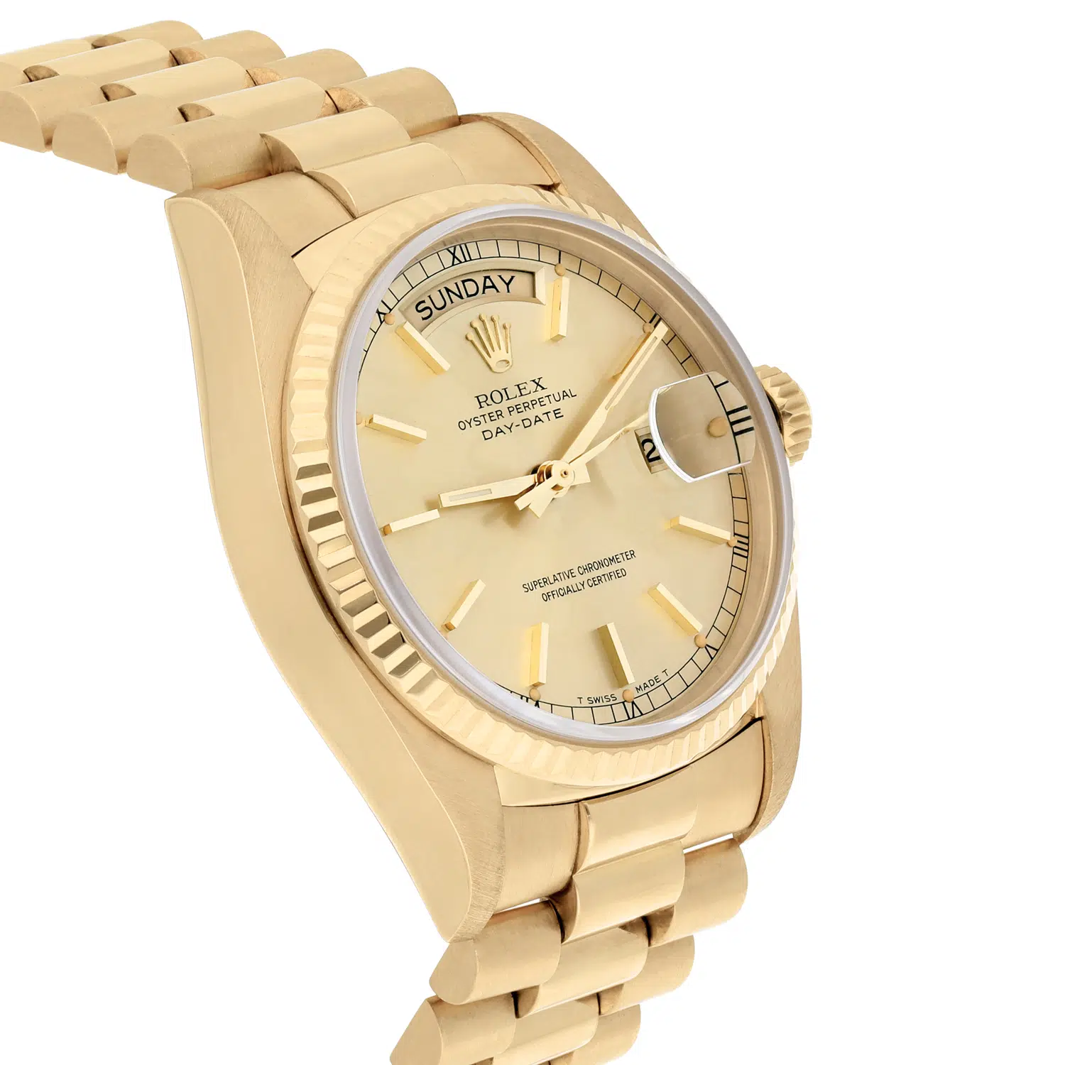Rolex Day-Date 18038 36mm Champagne Dial With President Yellow Gold Bracelet – image 5