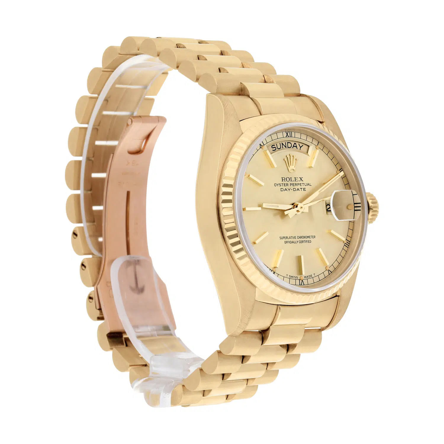 Rolex Day-Date 18038 36mm Champagne Dial With President Yellow Gold Bracelet – image 6