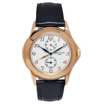 Patek Philippe Calatrava 5134R Travel Time rose gold watch, leather strap