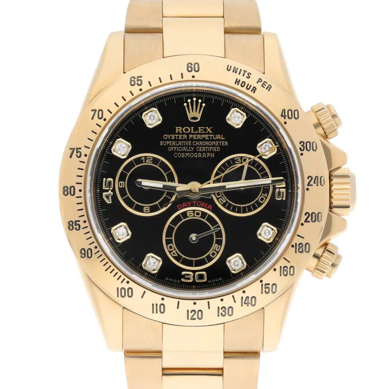 Rolex Cosmograph Daytona 126508-0003 Fixed Bezel  Black Diamond Dial Oyster Bracelet Yellow Gold Watch – image 2