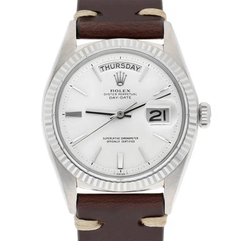Rolex Day-Date 1803 36mm white gold, fluted bezel, silver dial - view 2