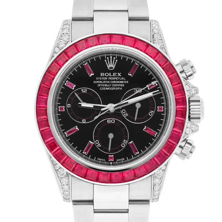 Rolex Daytona 116500LN Custom Black Dial Rubies Bezel Stainless Steel Watch – image 2