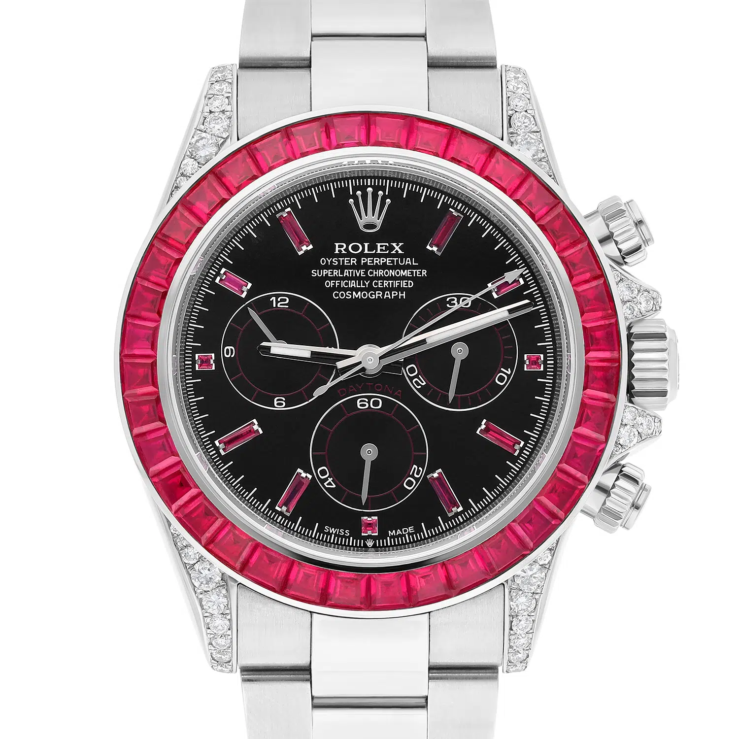 Rolex Daytona 116500LN Custom Black Dial Rubies Bezel Stainless Steel Watch – image 2