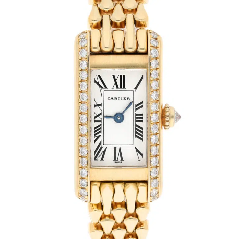 Cartier Tank WB3005K3 18K Yellow Gold Diamond Bezel Quartz Watch – image 2