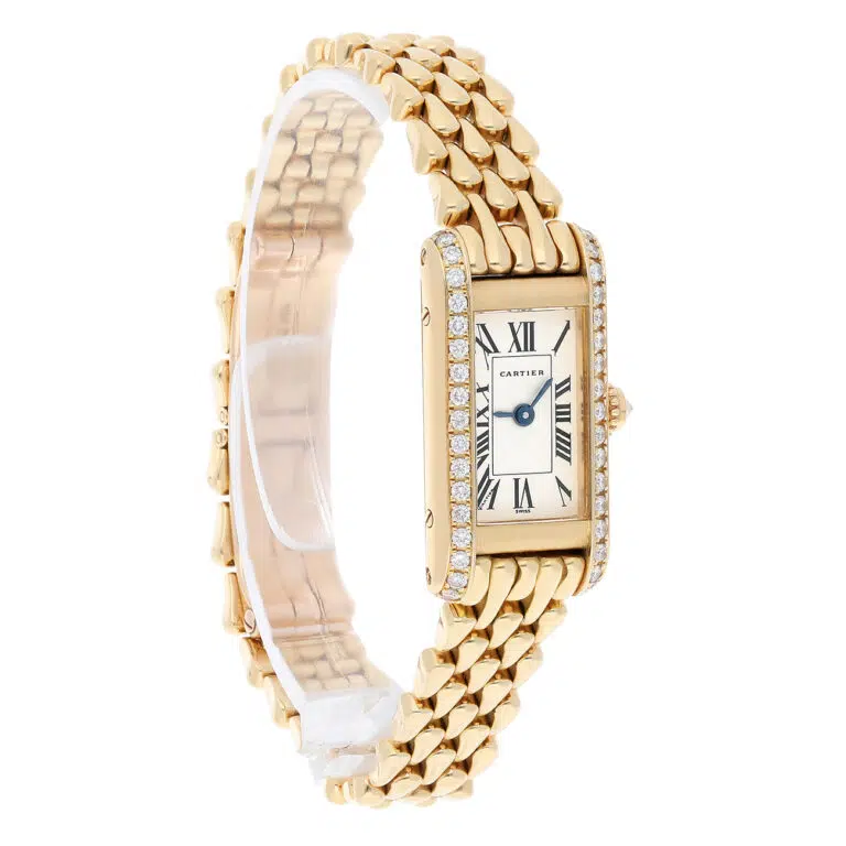Cartier Tank WB3005K3 18K Yellow Gold Diamond Bezel Quartz Watch – image 3
