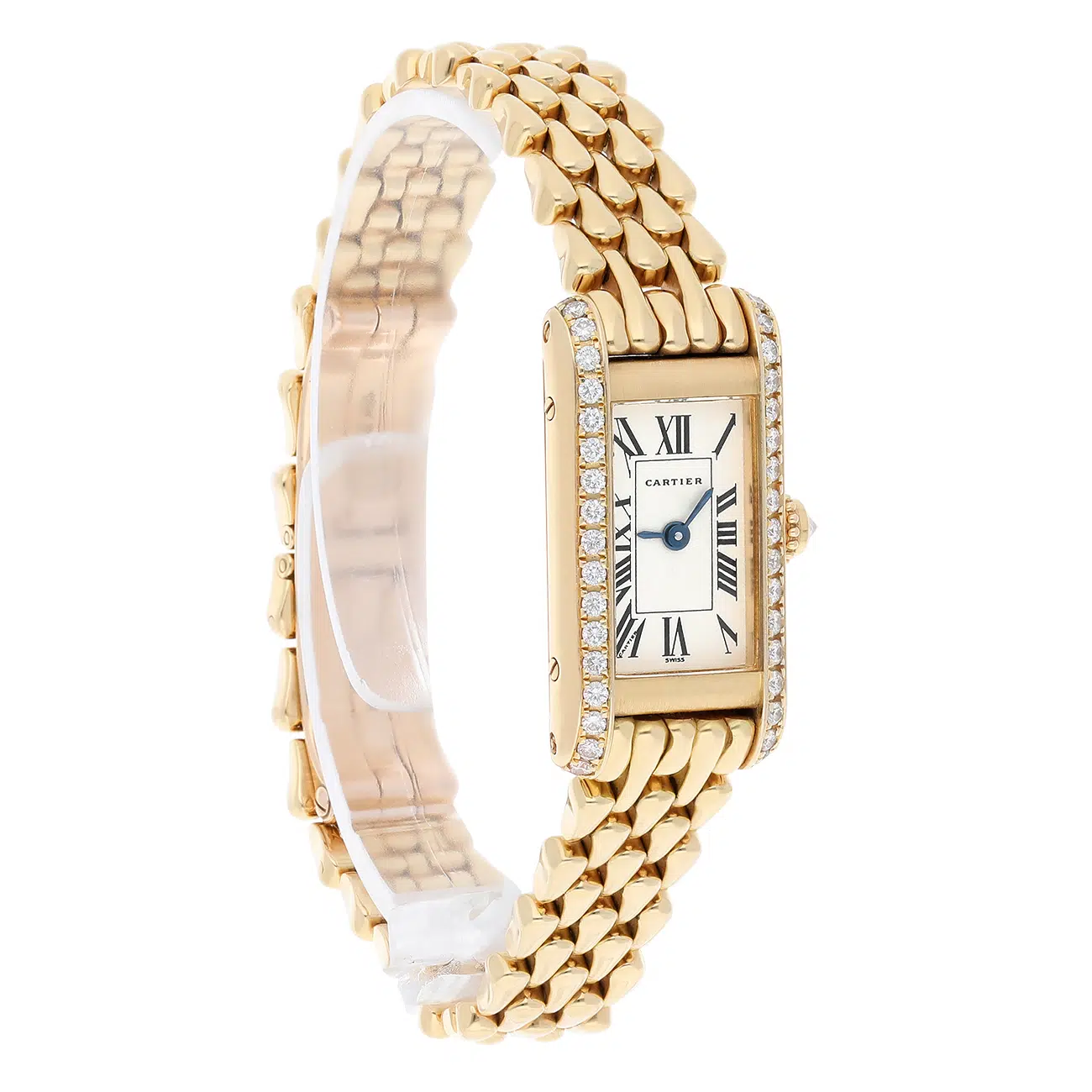 Cartier Tank WB3005K3 18K Yellow Gold Diamond Bezel Quartz Watch – image 3